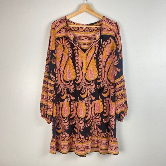 CALYPSO ST BARTH PAISLEY Printed 100% SILK MINI DRESS XS - Picture 1 of 12